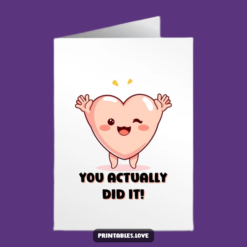 Free Printable Congrats Card: Surprised Heart, Funny Downloadable Gift for Any Occasion