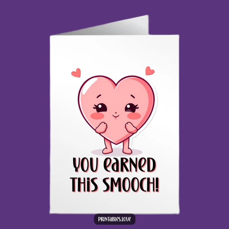 Free Printable Congrats Card: Adorable Heart Character Kissing Downloadable Gift