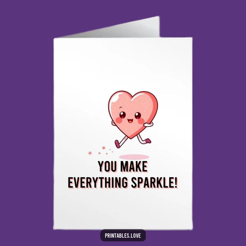 Free Printable Congrats Card: Happy Skipping Heart, Sparkly Downloadable Gift