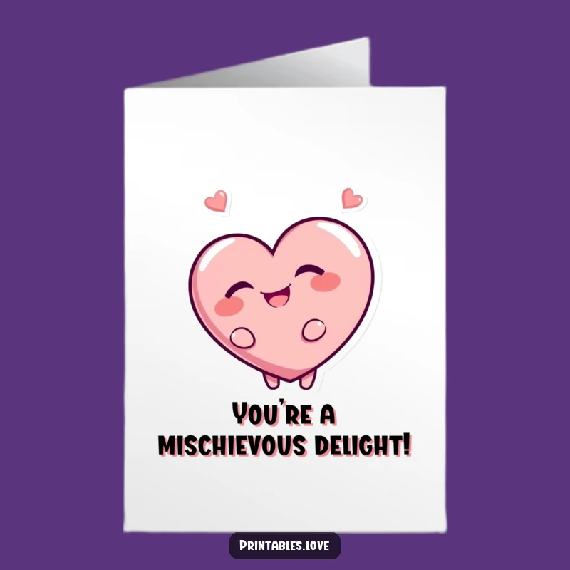 Free Printable Congrats Card: Mischievous Heart Giggles, Funny Downloadable Gift