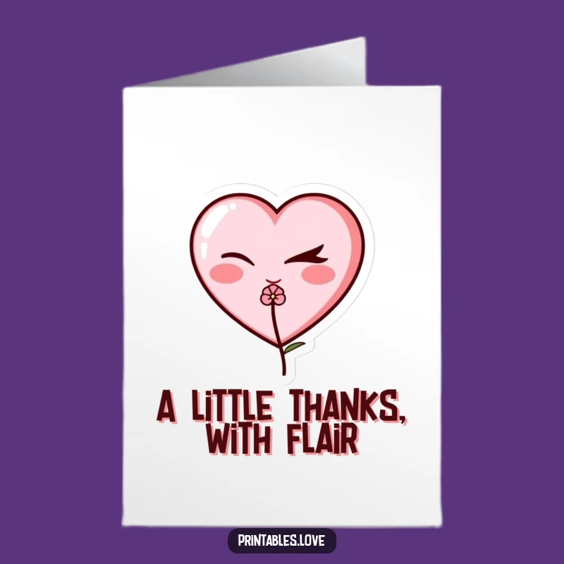 Free Printable Thank You Card: Winking Heart, Funny Downloadable Thank You with a Twist