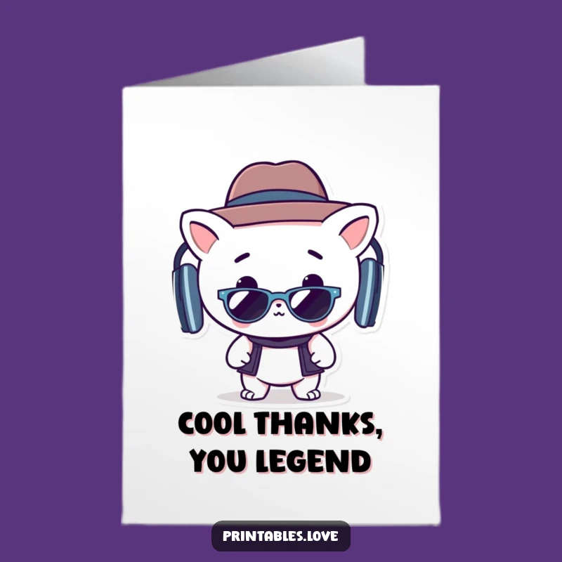 Chic Free Printable Thank You Card: Groovy Kawaii, Grateful Downloadable Gift