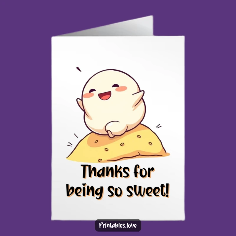 Free Printable Funny Dumpling Thank You Card: Rolling Gratitude - Downloadable Gift