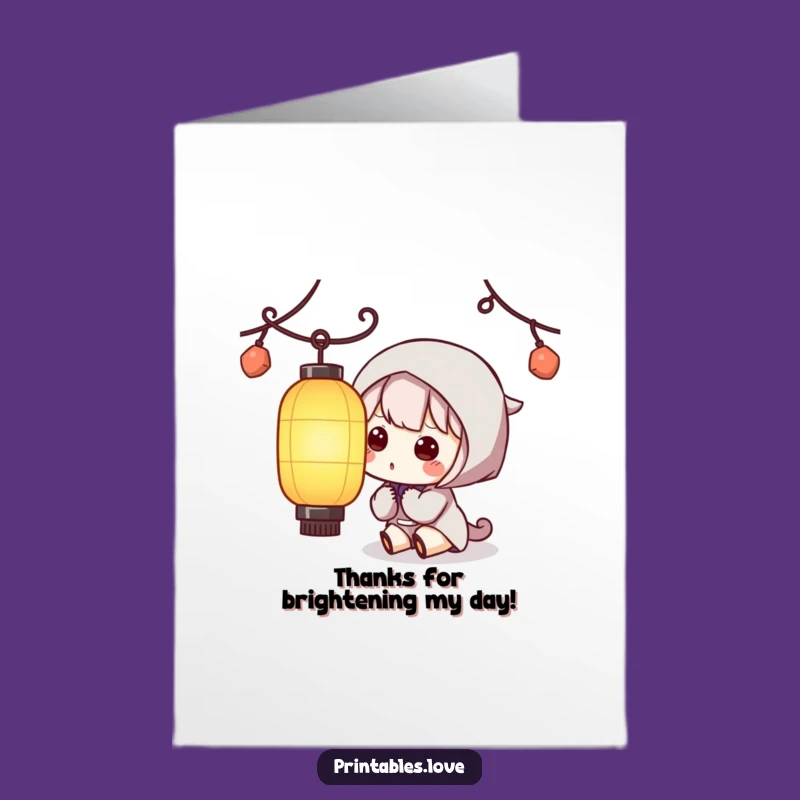 Free Printable Kawaii Lantern Thank You Card - A Curious Way to Appreciate!