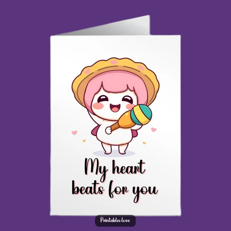 Free Printable Kawaii Thank You Card: Joyful Maraca Shaker Funny Downloadable Gift
