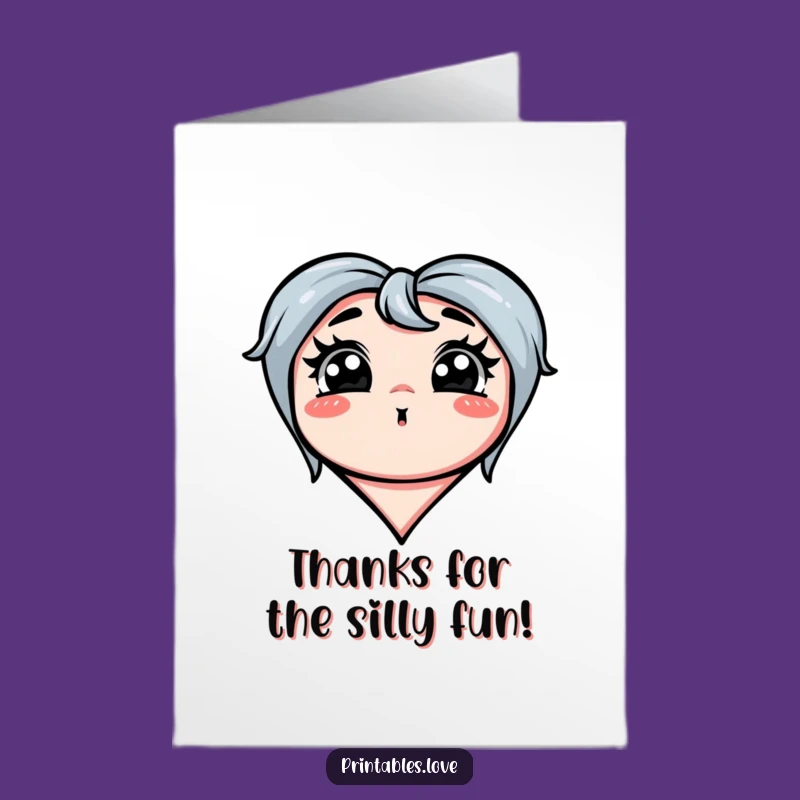 Free Printable Silly Face Heart Thank You Card: Funny Exaggerated, Downloadable Gift