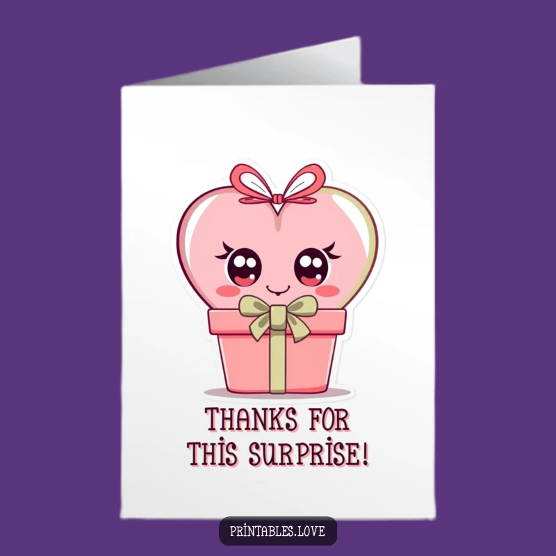 Free Printable Thank You Card: Curious Heart Peek, Funny Downloadable Gift for Grateful Surprises