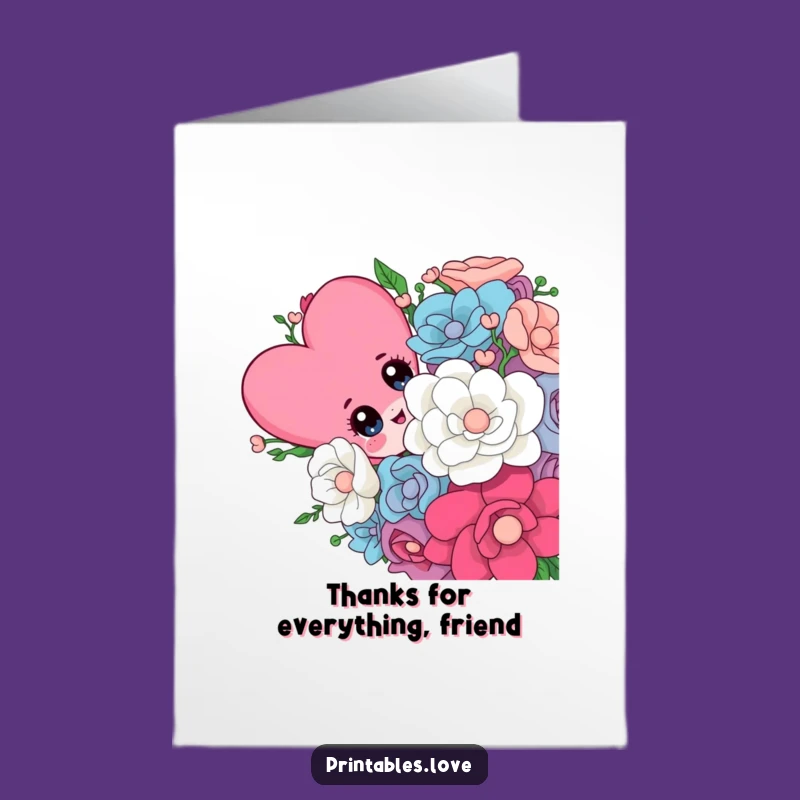 Free Printable Thank You Card: Funny Heart Bouquet Downloadable Appreciation Gift