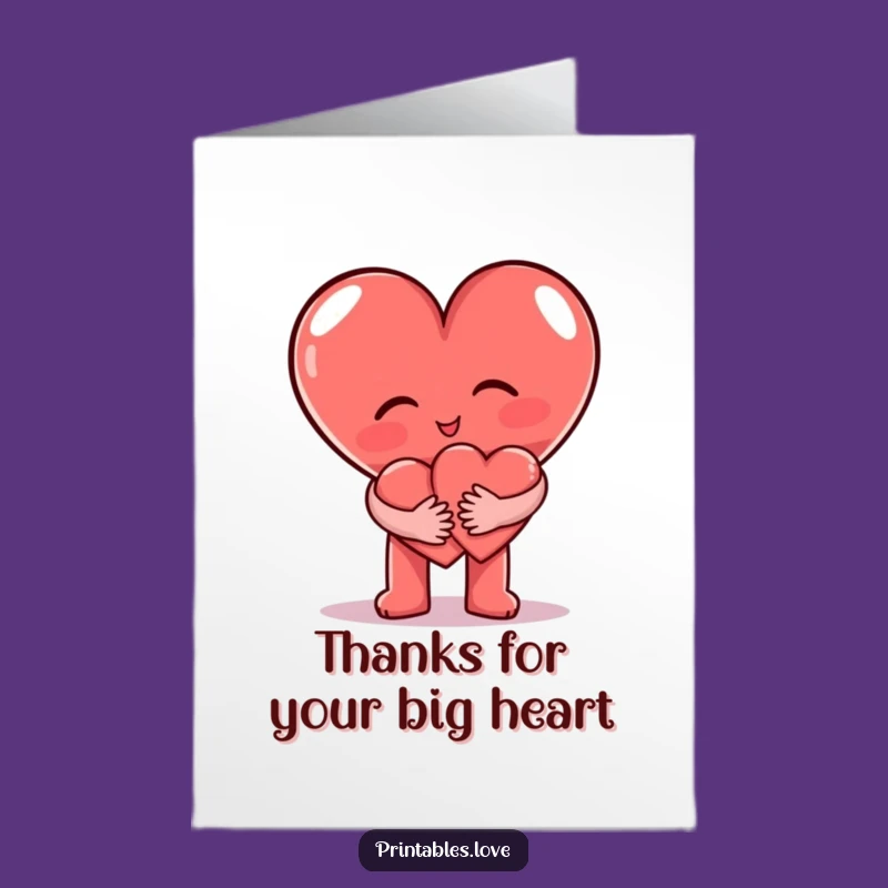 Free Printable Thank You Card: Funny Heart Hug, Downloadable & Print at Home