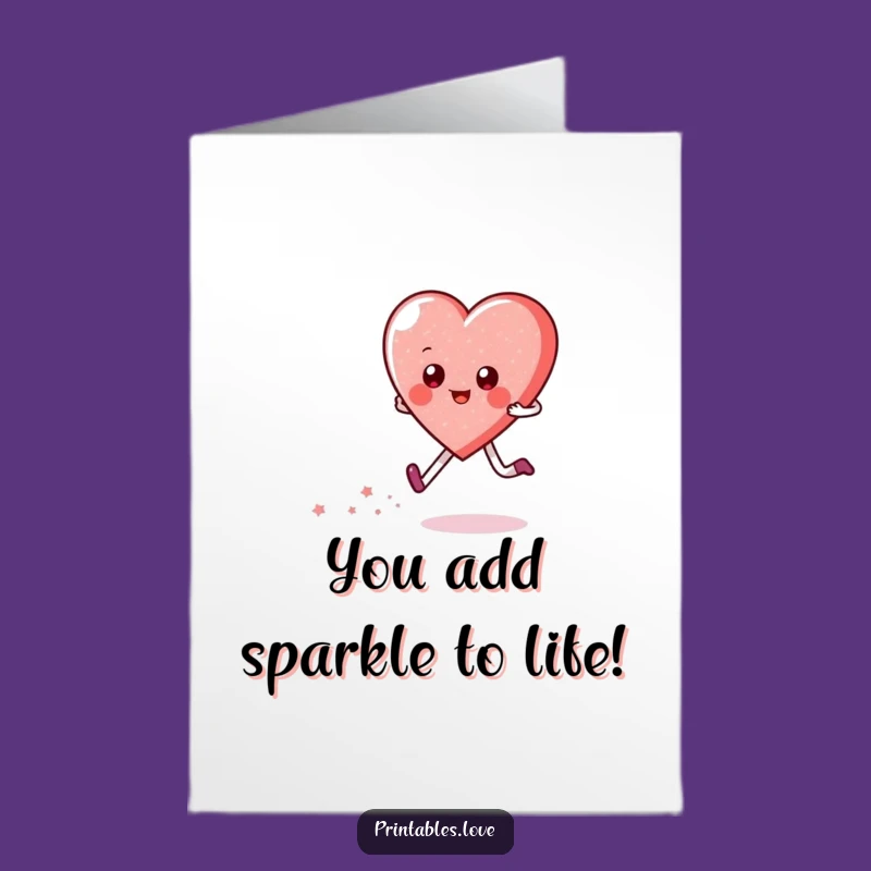 Free Printable Thank You Card: Happy Skipping Heart, Sparkly Downloadable Gift