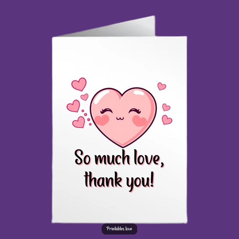 Free Printable Thank You Card: Kissing Heart Thanks, Funny Downloadable Gift for Heartfelt Gratitude