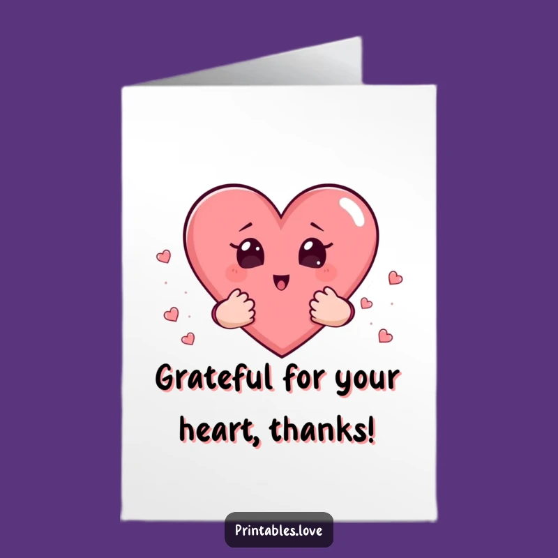 Free Printable Thank You Card: Surprised Heart Thanks, Funny Downloadable Gift for Grateful Shock