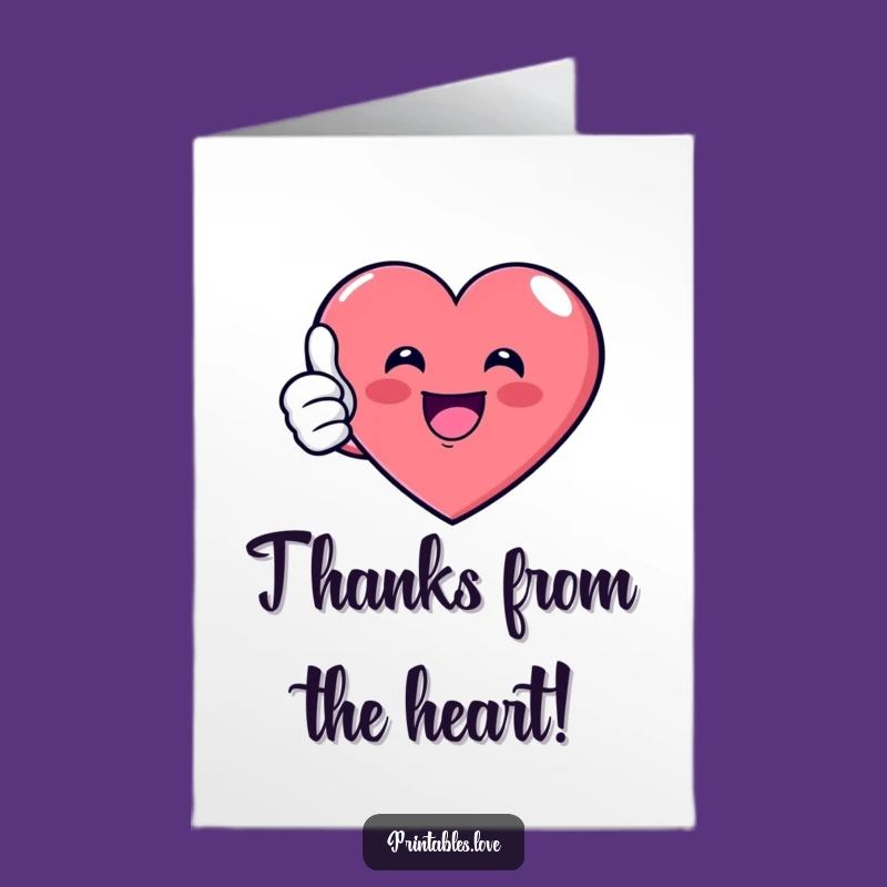 Free Printable Thank You Card: Upbeat Thumbs Up Heart, DIY Appreciation