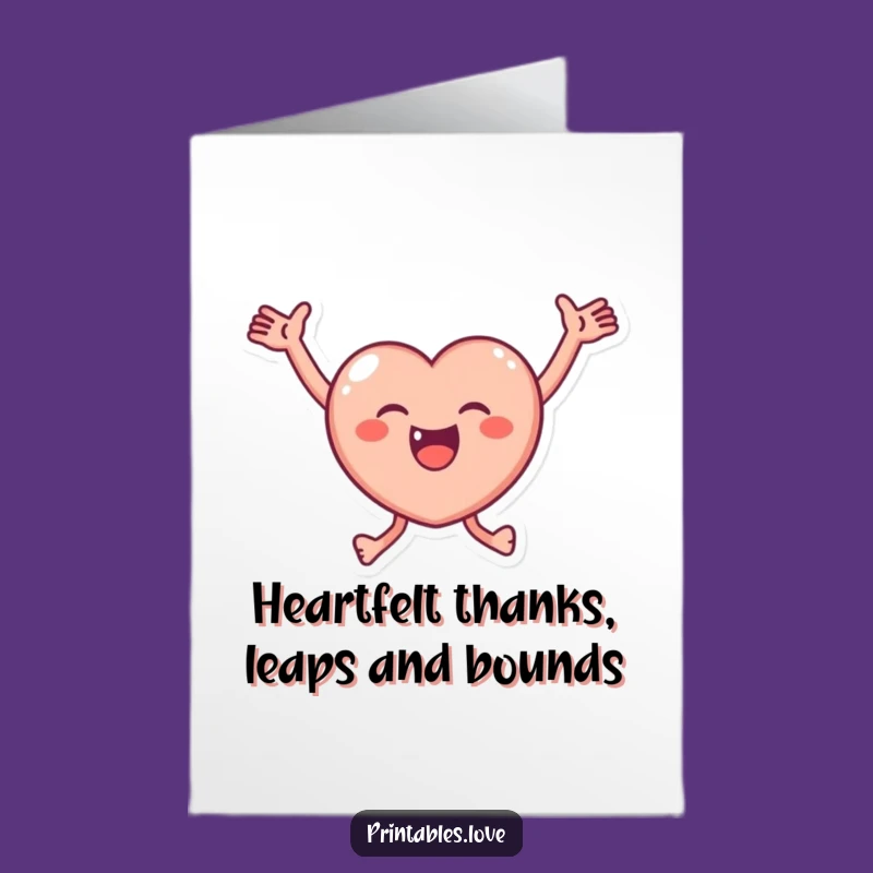 Free Printable Thank You Card: Joyful Heart - Express Gratitude with Happy Enthusiasm