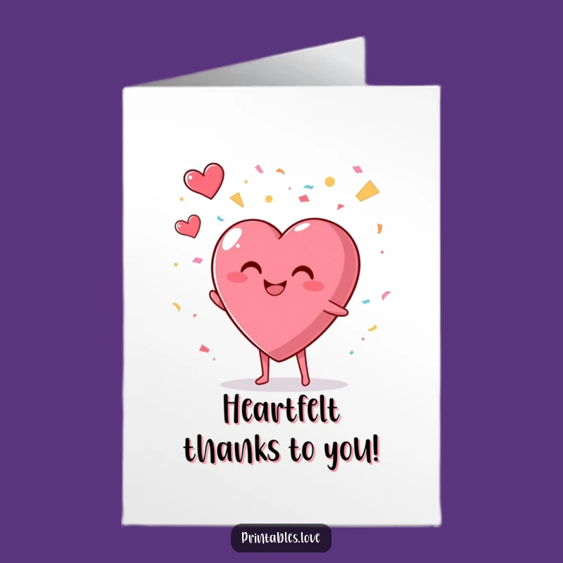 Free Printable Thank You Card: Confetti Heart Joy! Unique Downloadable Gift.