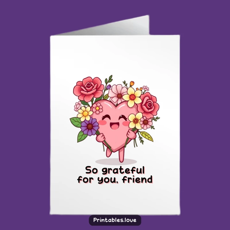 Funny Free Printable Thank You Card: Mismatched Bouquet Heart - Adorable Downloadable Gift!