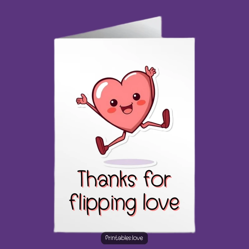 Free Printable Heart Thank You Card: Cartwheeling Fun Downloadable for Gratitude
