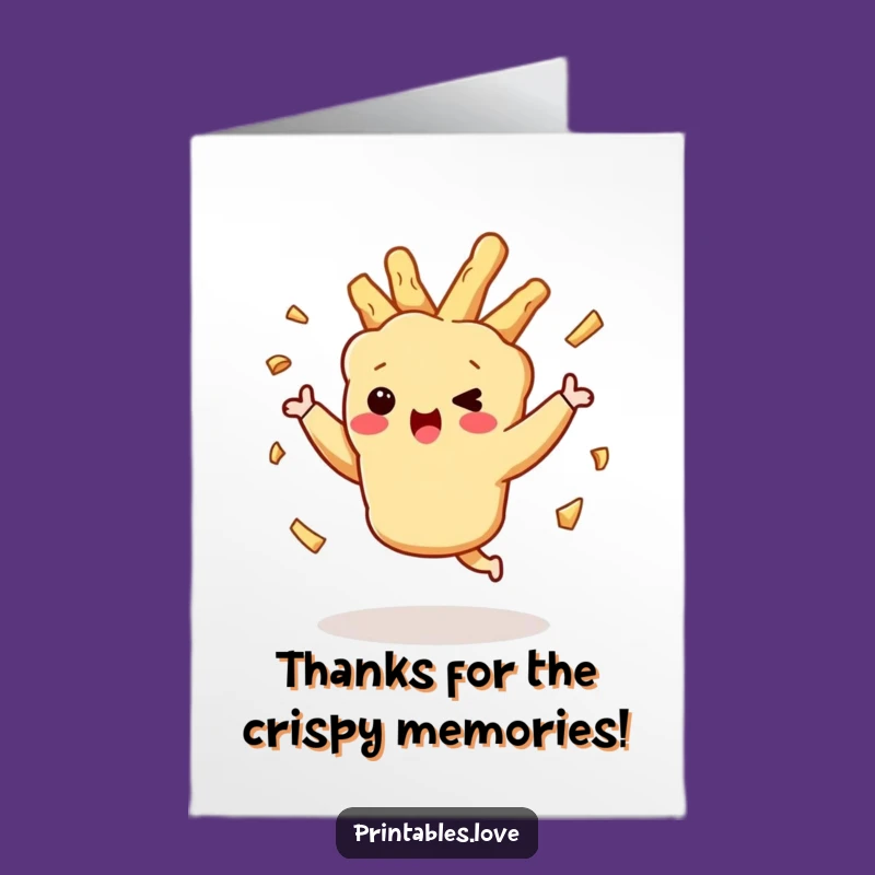 Free Printable Thank You Card: Dancing Tempura Expresses Crispy Gratitude