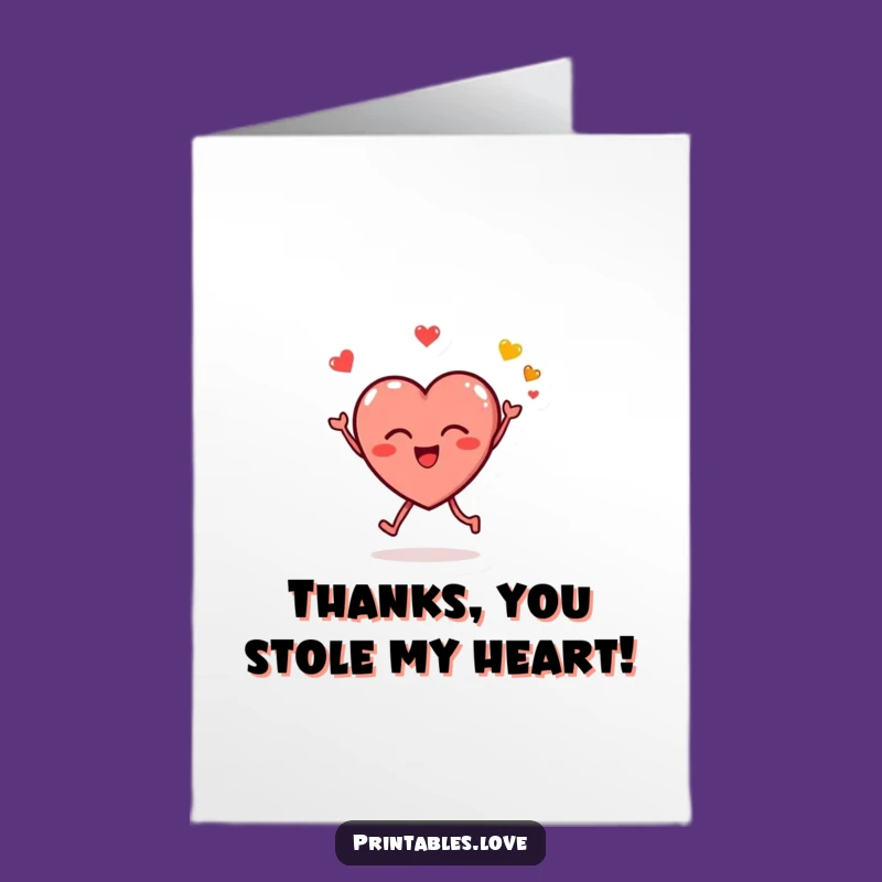Free Printable Heart Thank You Card: Sweet Kissy Emoji Downloadable Gift of Gratitude
