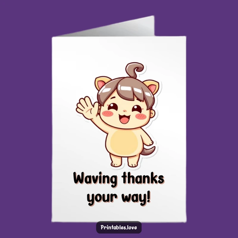 Free Printable Kawaii Hello Thank You Card Funny Downloadable Gift for Expressing Gratitude