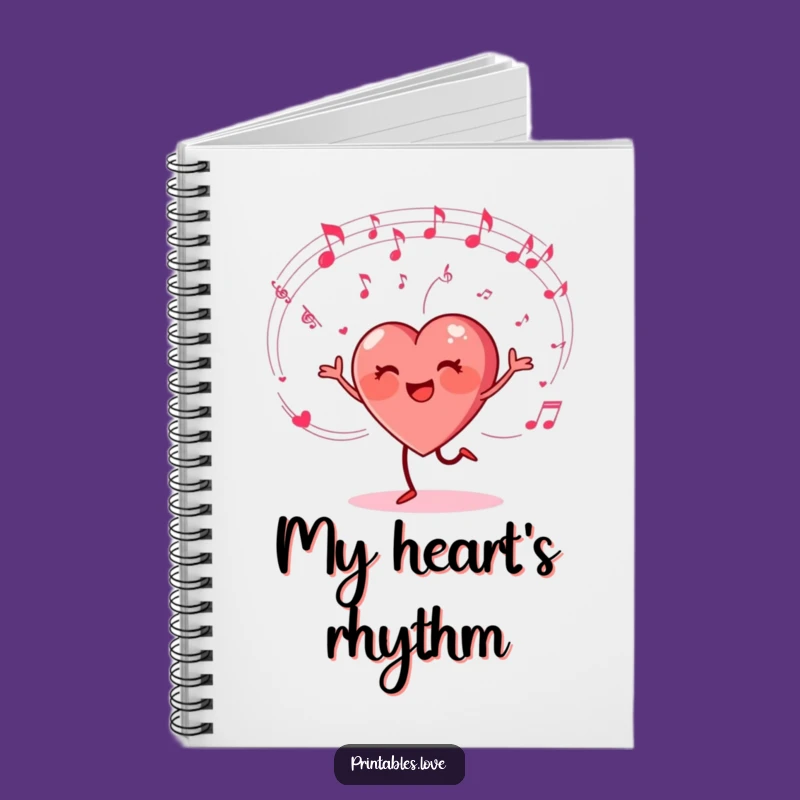 Funny Dancing Heart Notebook - Musical Cartoon Journal for Notes