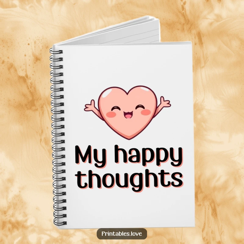 Funny Joyful Heart Notebook with arms outstretched, beaming with pure joy, perfect for jotting down happy thoughts and dreams.