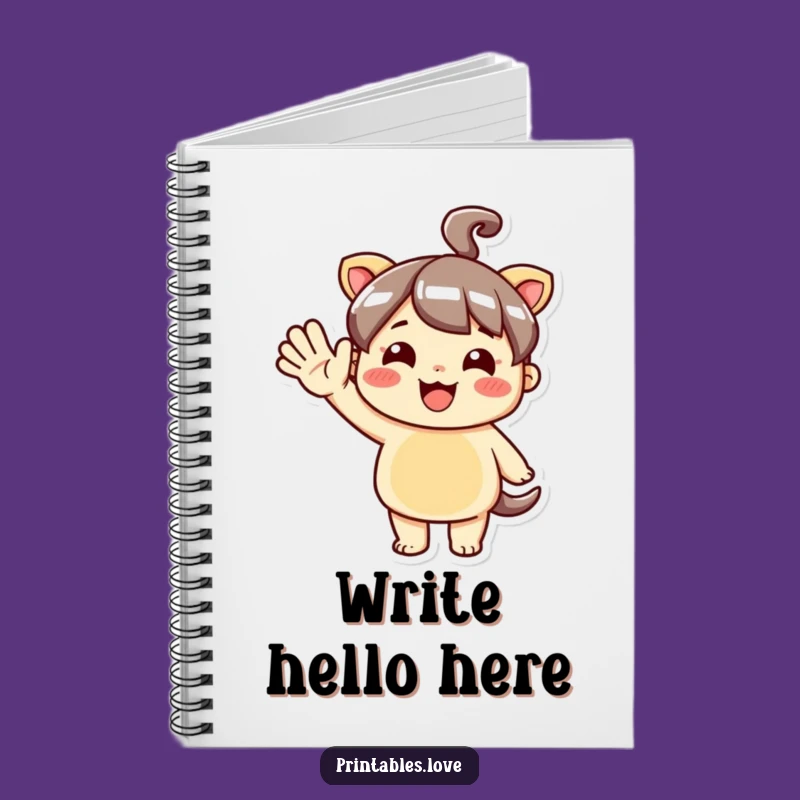 Funny Kawaii Wave Notebook: Cheerful Character Journal Gift