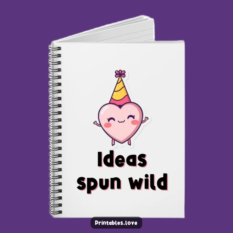 Funny Tiny Heart Party Hat Notebook: Enthusiastic Idea Capture Journal