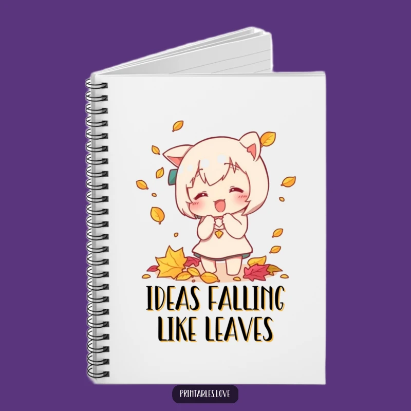 Funny Kawaii Autumn Leaf Catcher Notebook - Journal Your Laughs