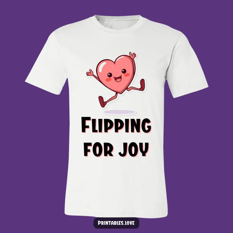Funny Heart Cartwheel T-Shirt - Happy Flipping Character Tee