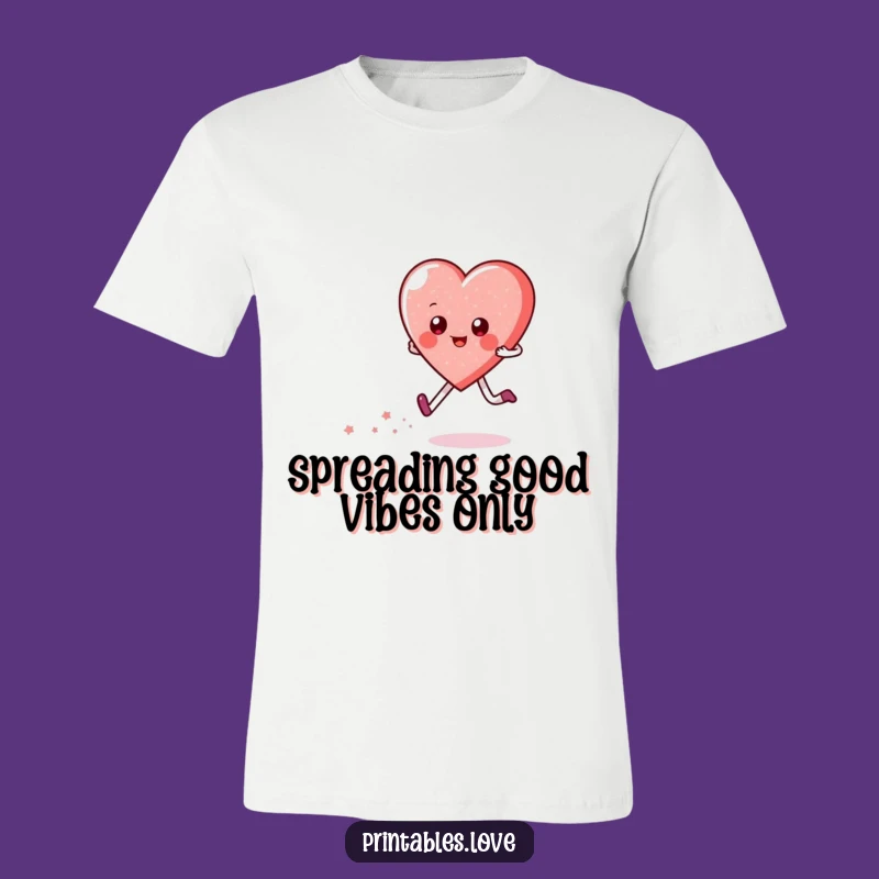 Funny Heart Skipping T-Shirt: Sparkle with Joyful Character Design