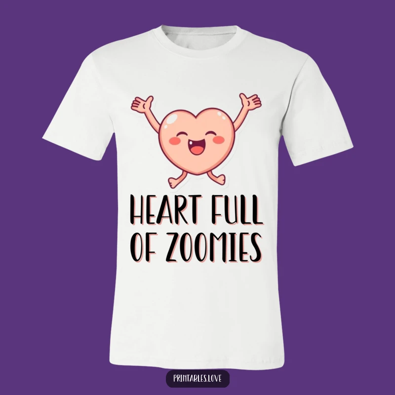 Funny Joyful Heart T-Shirt - Leaping Character Tee, Great Funny Gift!