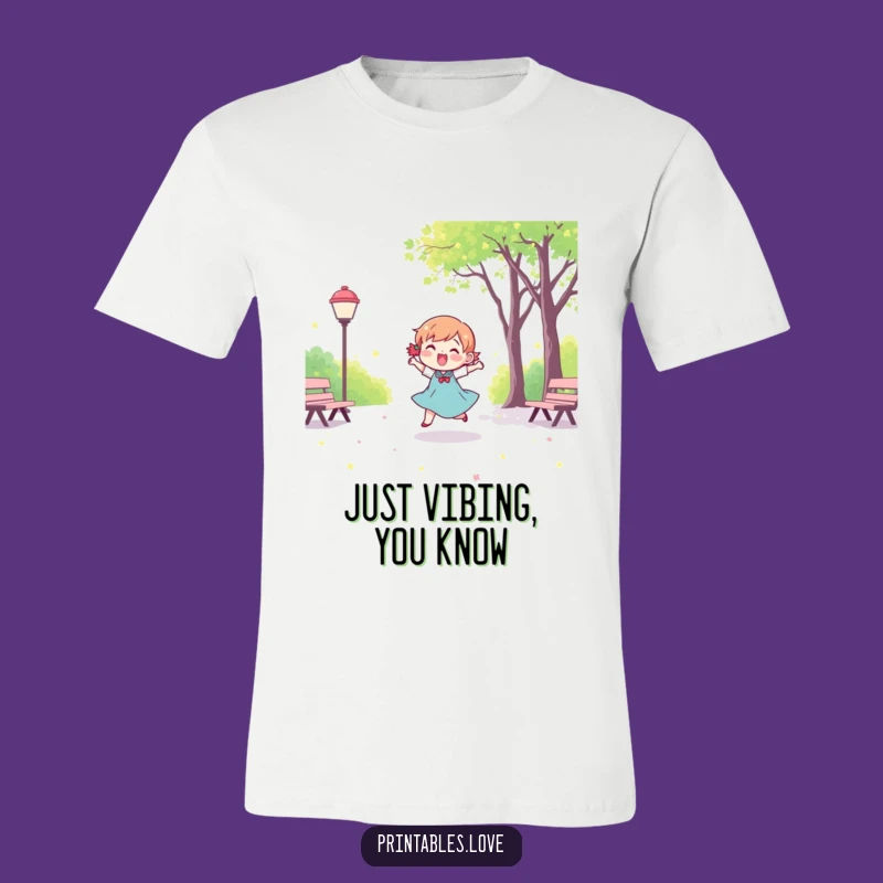 Funny Kawaii Dancing Park T-Shirt: Joyful Character Art, Ideal Funny Gift