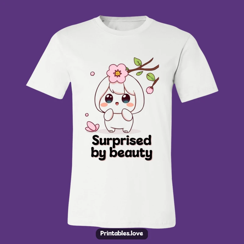 Funny Kawaii Petal Surprise T-Shirt: Embrace Spring's Gentle Shock