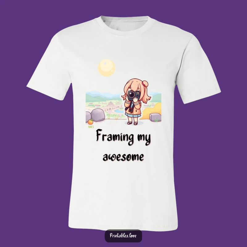 Funny Kawaii Photographer T-Shirt: Scenic Pose, Ideal Funny Gift!