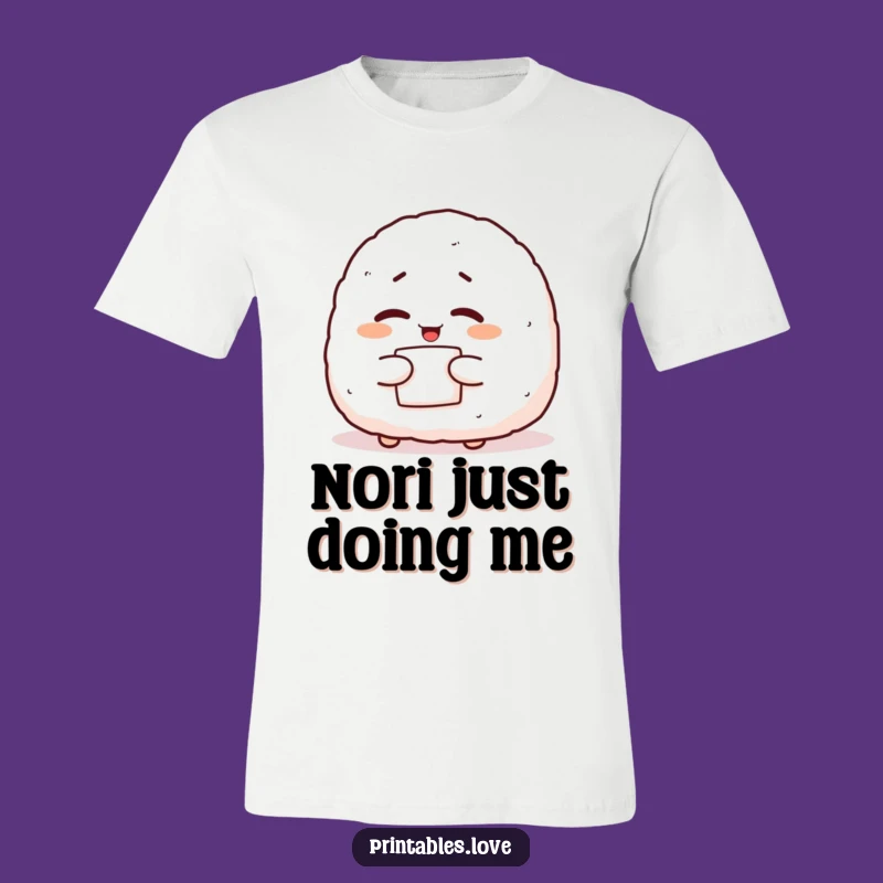Funny Onigiri Wink T-Shirt: Giggling Character Tee for Snack Lovers