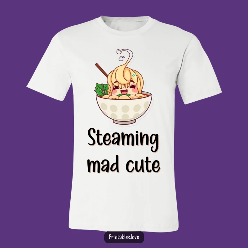 Funny Ramen Bowl T-Shirt: Cheerful Character Tee for Noodle Fanatics