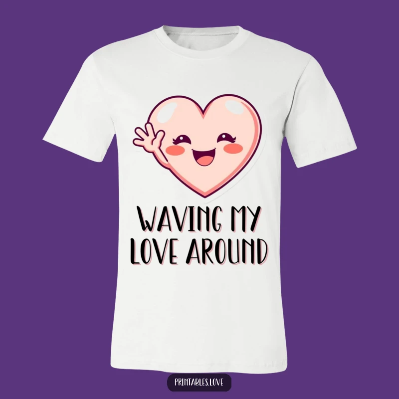 Funny Waving Heart T-Shirt: Excited Grin Hello, Great Gift!