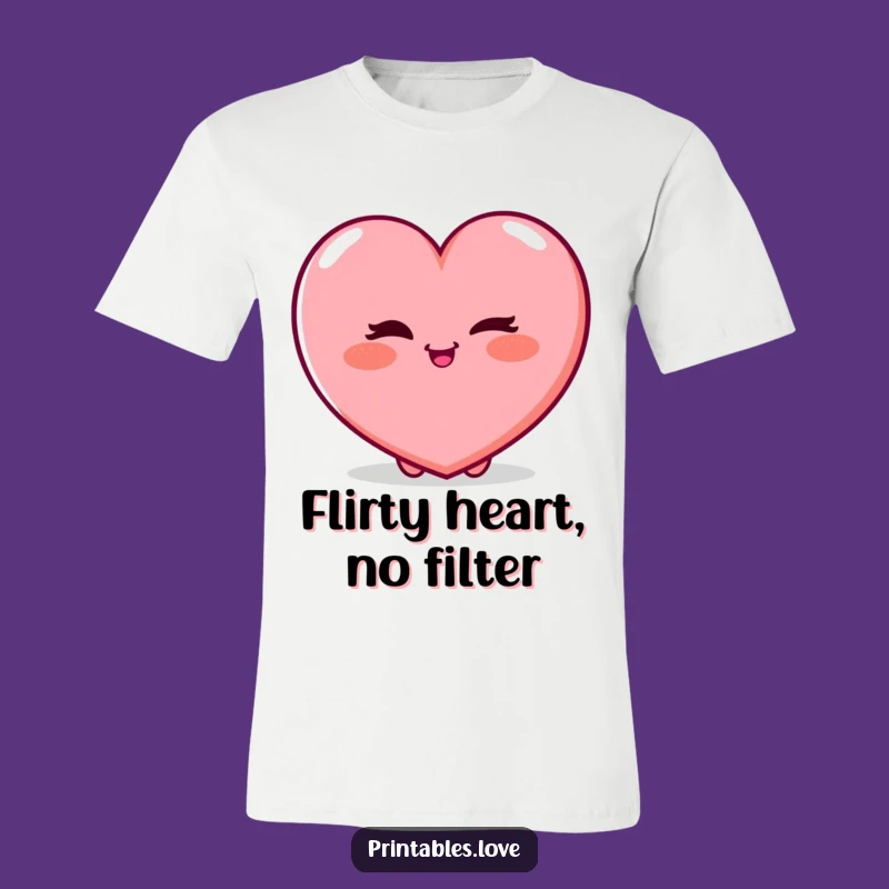 Funny Winking Heart T-Shirt - Playful Blushing Character Tee, Great Funny Gift!