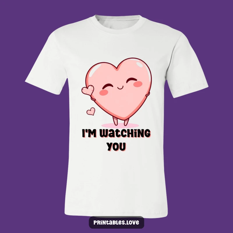 Funny Winking Heart T-Shirt - Playful Cartoon Tee for Flirty Fun