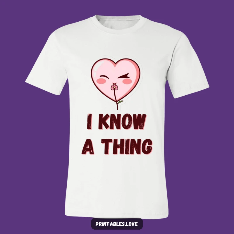 Funny Winking Heart T-Shirt: Wear Your Mischief with a Flower's Grace