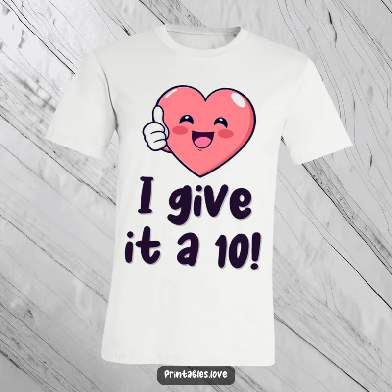 Funny T-Shirt with a cartoon heart enthusiastically giving a thumbs up, symbolizing positivity and good vibes, a great humorous gift.