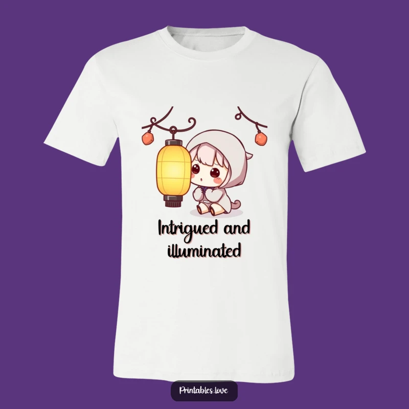 Funny Kawaii Lantern Curiosity T-Shirt: Enchanting Character Wear, Great Funny Gift!