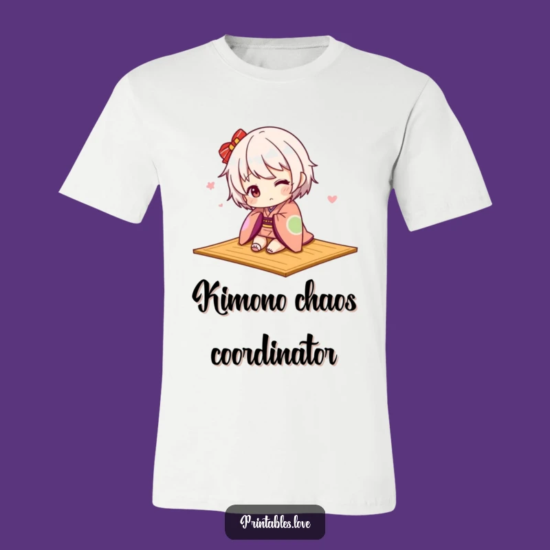 Funny Kawaii Kimono T-Shirt: Playful Tripping, Cute Mishap Tee, Gift