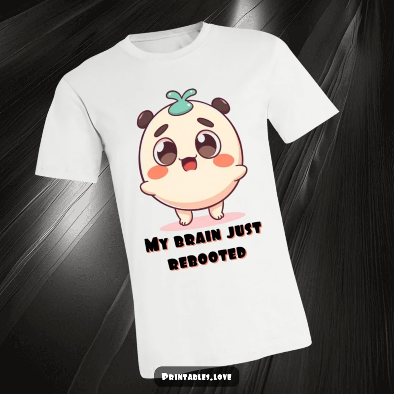 Funny surprised dango character, big eyes, wobbling with excitement, printed on a comfortable t-shirt.