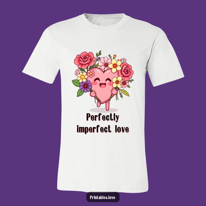 Funny Mismatched Flowers Heart Tee: A Humorous Shirt for Quirky Individuals