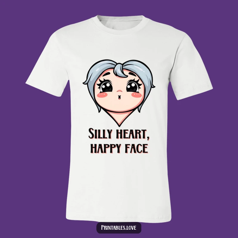 Funny Silly Face Heart T-Shirt: Exaggerated Humor, Great Gift!