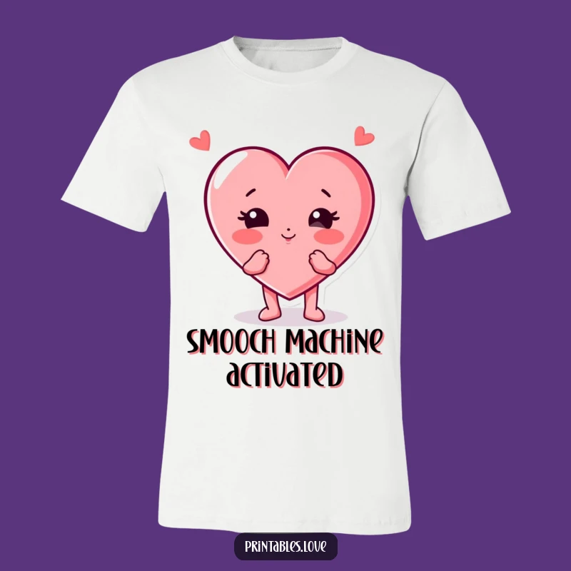 Funny Puffed Cheeks Heart Character T-Shirt: Playful Kiss Design, Awesome Funny Gift Tee