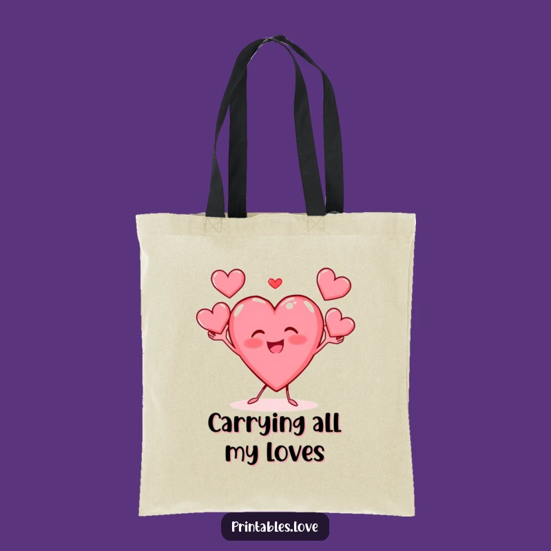 Funny Heart Juggler Tote Bag: Carry Your Essentials with a Smile - Great Gift!