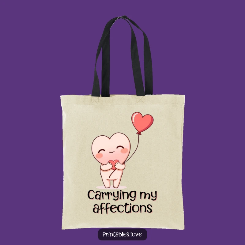 Funny Blushing Heart Tote Bag: Shy Love & Balloon, Perfect Gift!